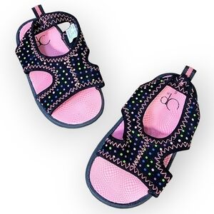 OP black and Pink Polka dot Summer Sandals Size 6